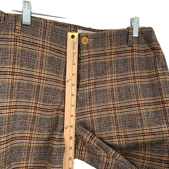 Anna Seravalli Italy Glen Plaid Button Fly Pants Stretch Flannel Trouser 44 - Picture 6 of 11